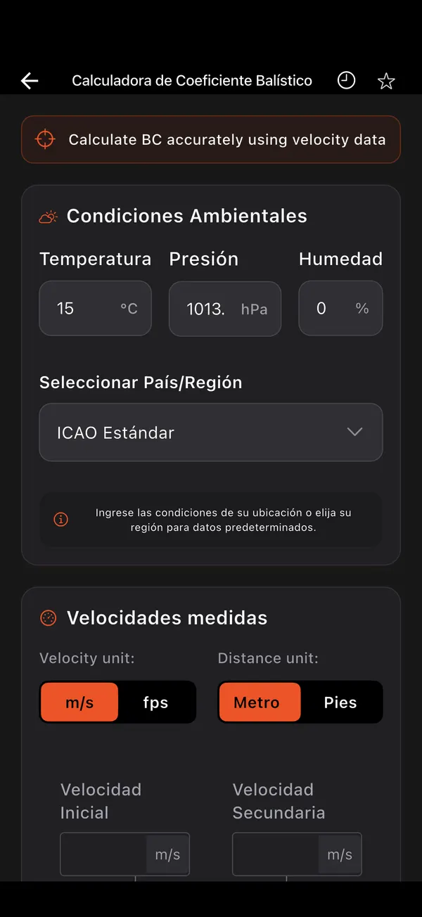 Calculadora de Coeficiente Balístico, paso 1: Abre la herramienta