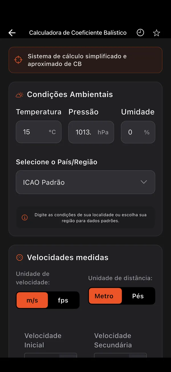 Calculadora de Coeficiente Balístico, passo 1: Abra a ferramenta