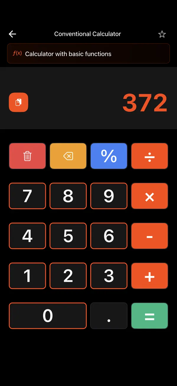 Standard Calculator, step 3: Result