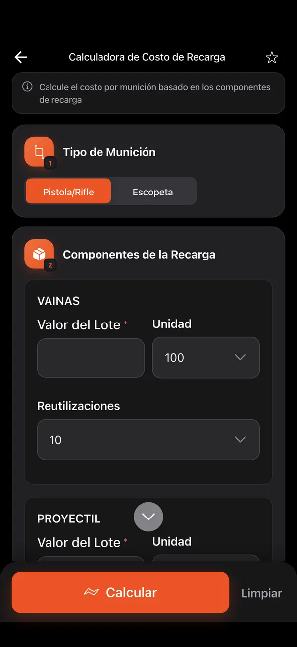 Calculadora de Costo de Recarga, paso 1: Abre la herramienta
