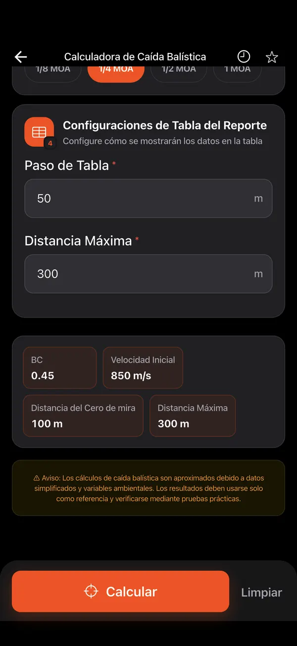 Calculadora de Caída Balística, paso 3: Mira y tabla