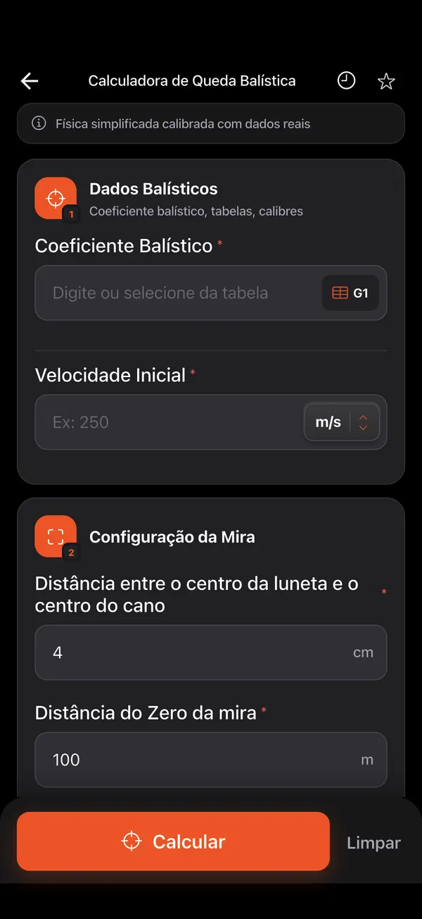 Calculadora de Queda Balística, passo 1: Abra a ferramenta