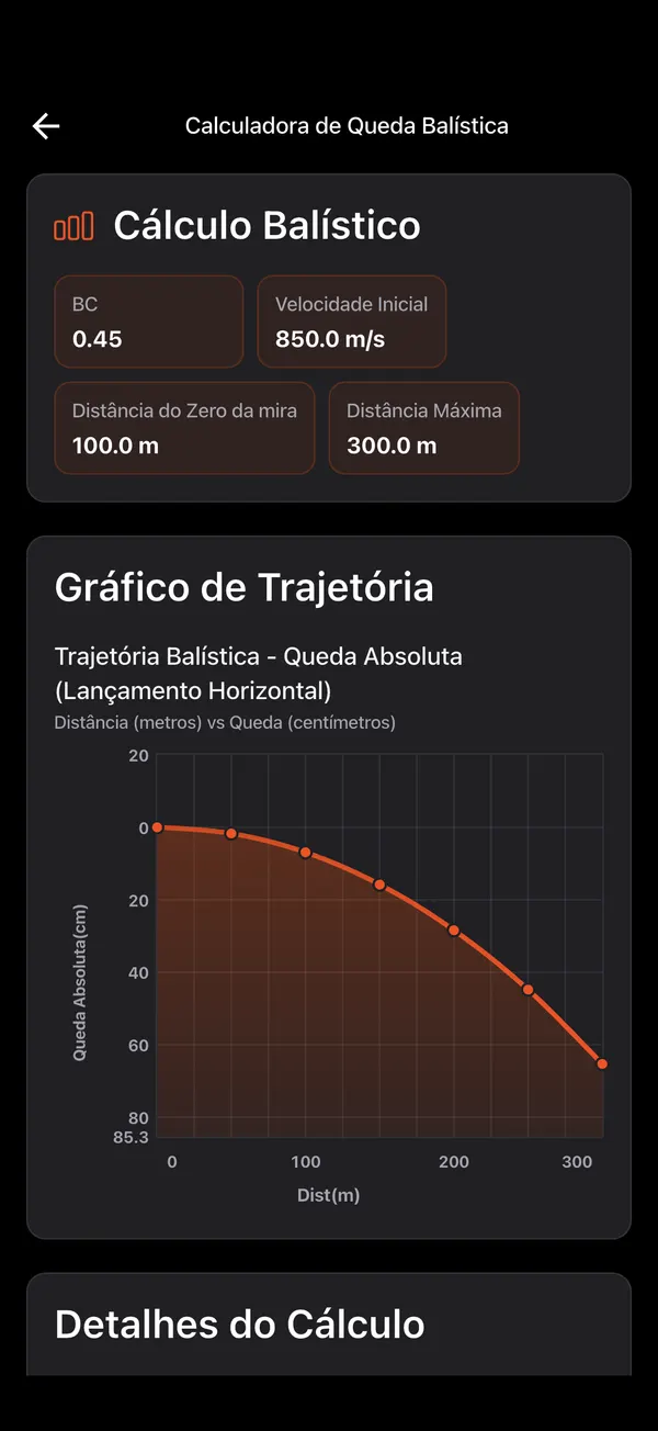 Calculadora de Queda Balística, passo 4: Trajetória