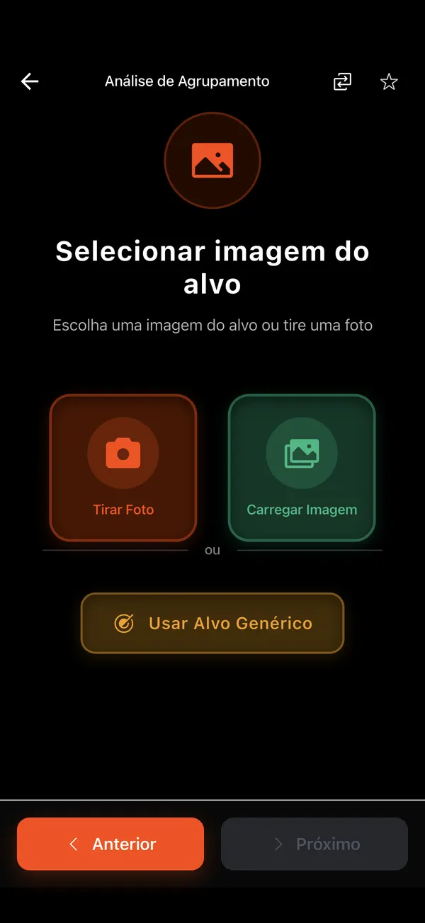Análise de Agrupamento de Tiros, passo 3: Foto ou alvo genérico