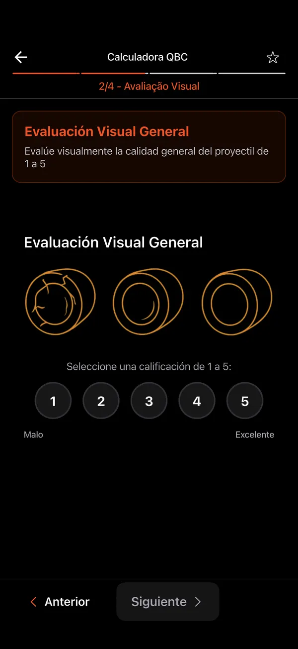 Calculadora QBC de Calidad del Proyectil, paso 3: Evaluación visual