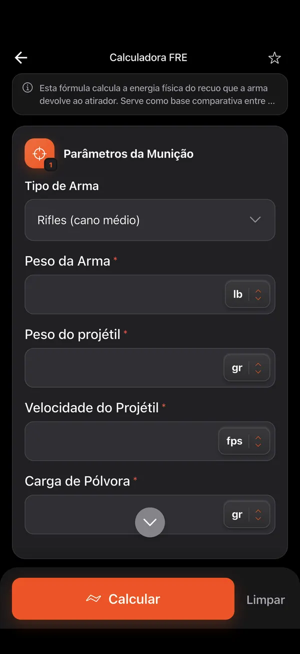 Calculadora de Energia de Recuo Livre, passo 1: Abra a ferramenta