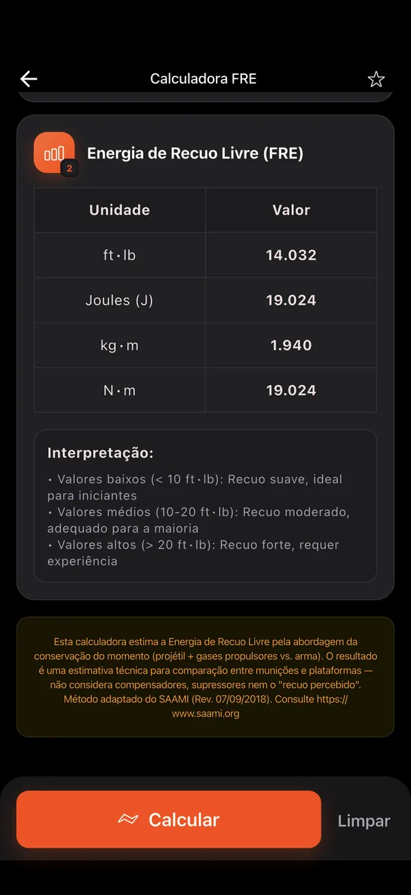 Calculadora de Energia de Recuo Livre, passo 3: Energia de recuo