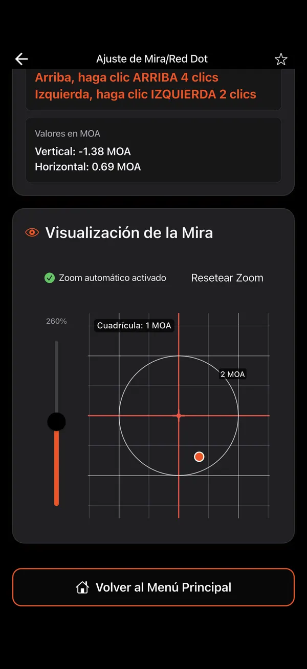 Puesta a Cero de la Mira, paso 4: Visualización