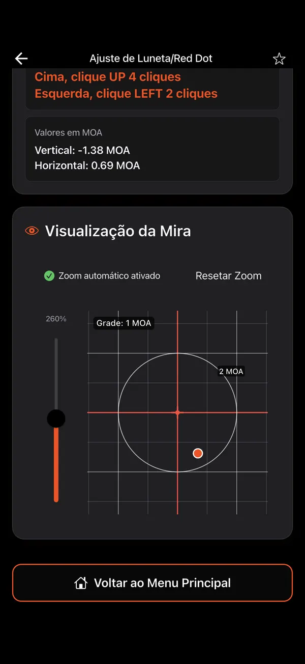 Calibração de Luneta, passo 4: Visualização